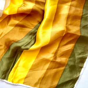 Vintage 60s Mod Ombre Scarf 1960s Striped Green Yellow Brown White Hair Accessories