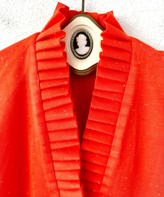 Vintage 70s Victorian Revival Orange Jacket Ruffl… - image 4