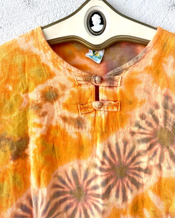 Vintage 70s Indian Boho Gauze Shirt 1970s Hippie … - image 3