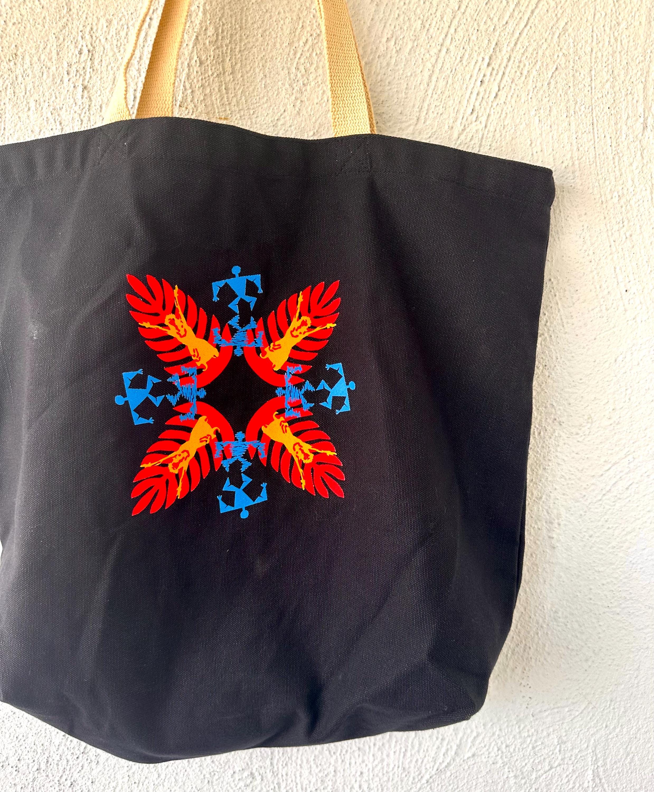 ヴィンテージハワイアンキルトトートバッグ：フラガール＆ペトログリフ