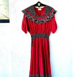 Vintage Diane Fréis 80s Susan Fréis Dress Pink 1980s Ruffle Pleated Dress