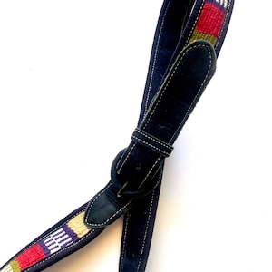 Vintage 80s 90s Woven Suede Belt Black Leather Guatemalan Embroidered Belt image 5