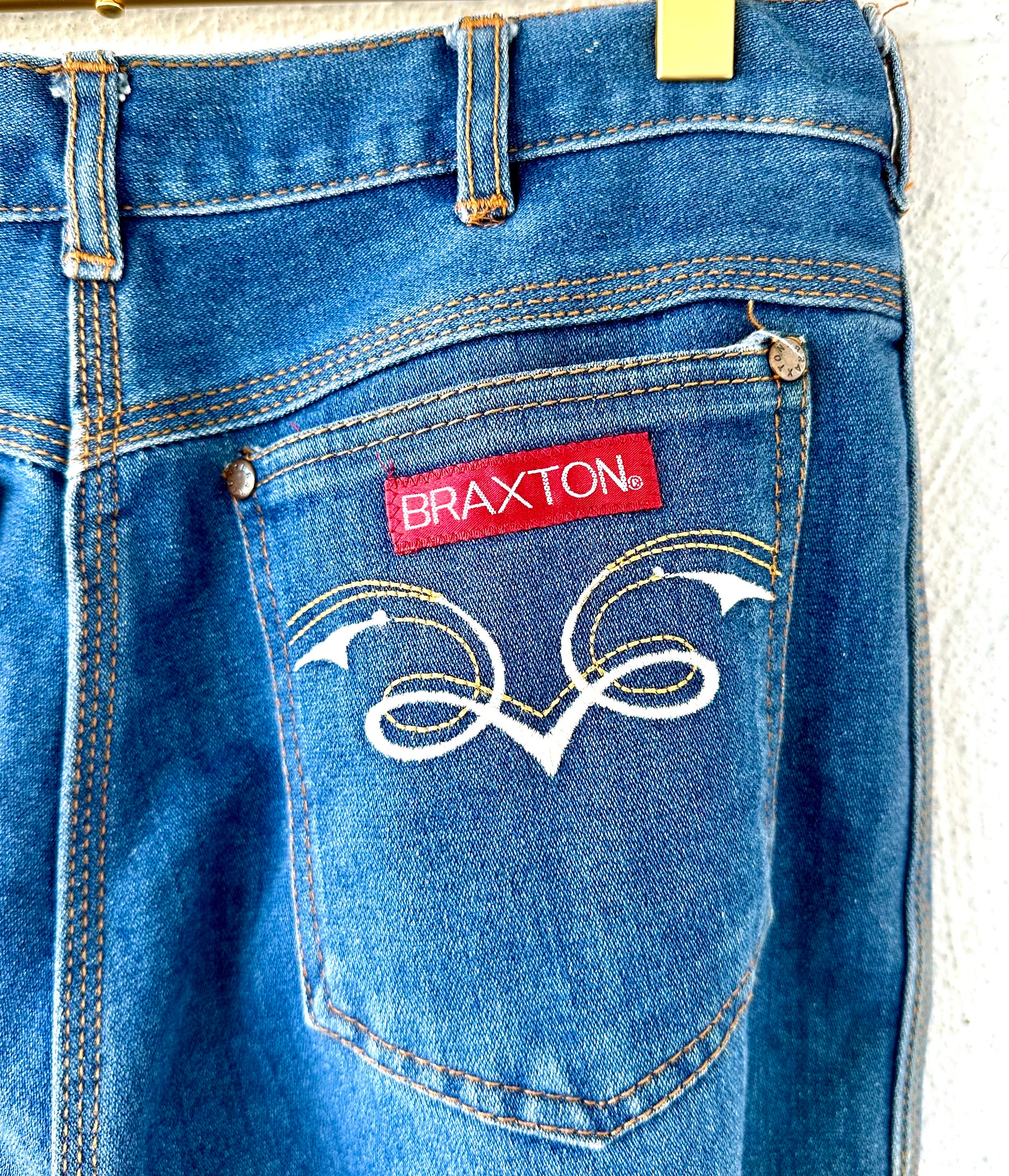 Vintage 70s 80s Embroidered Back Pocket Jeans // High