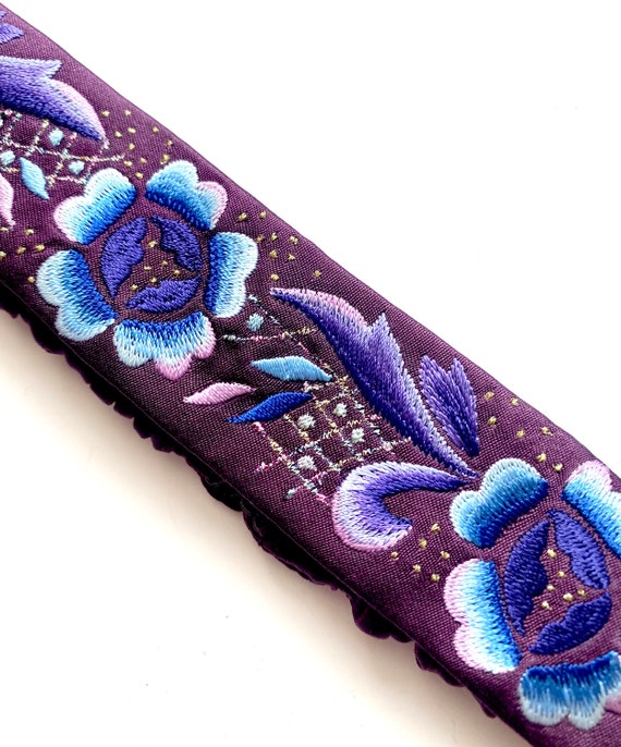 Vintage Y2K Silk Embroidered Floral Belt - image 2