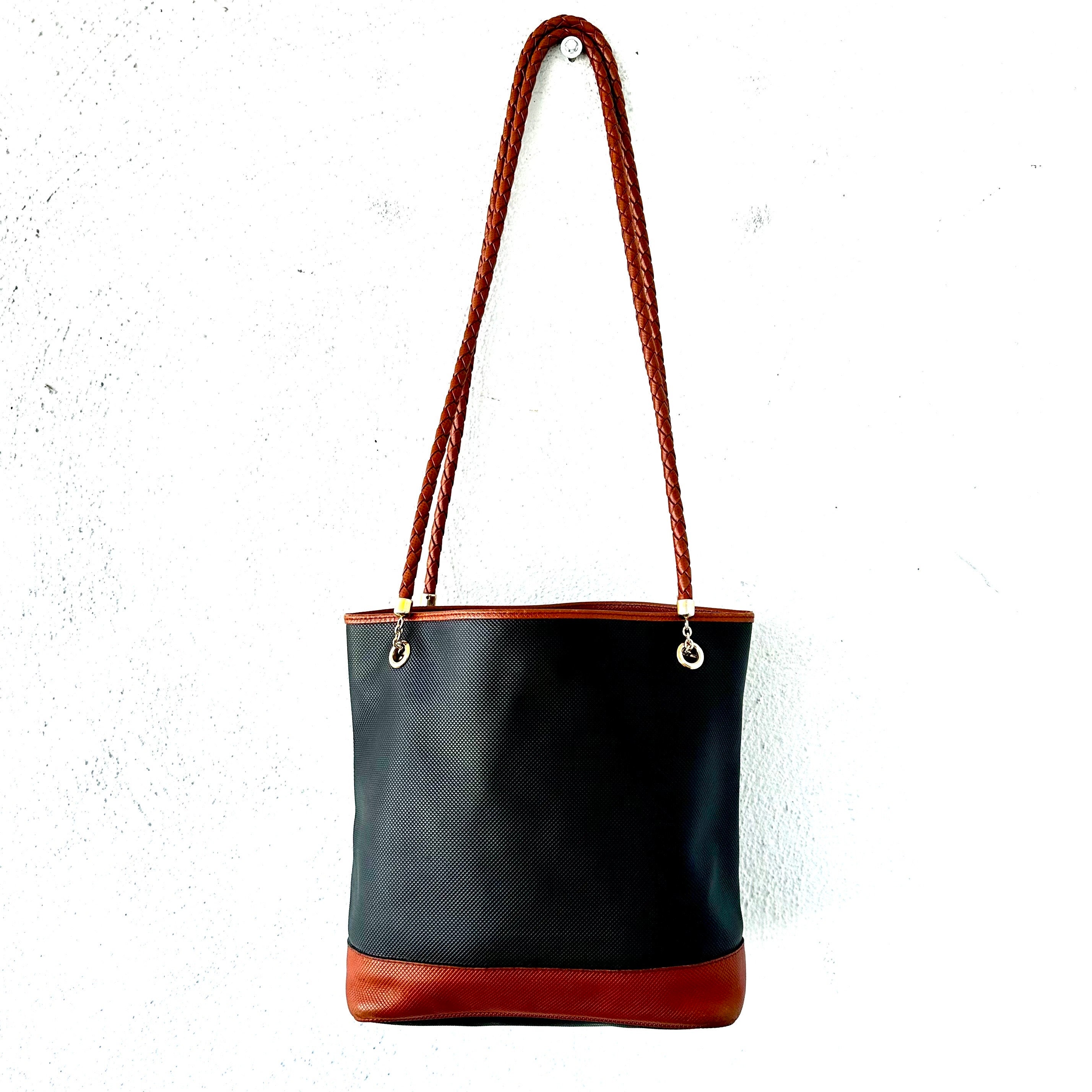 Vintage Bottega Veneta bolso de cuero negro bolso de hombro de la