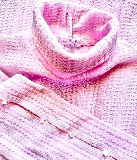Vintage 1960s Pink Babydoll Knit Dress 60s Turtle… - image 4