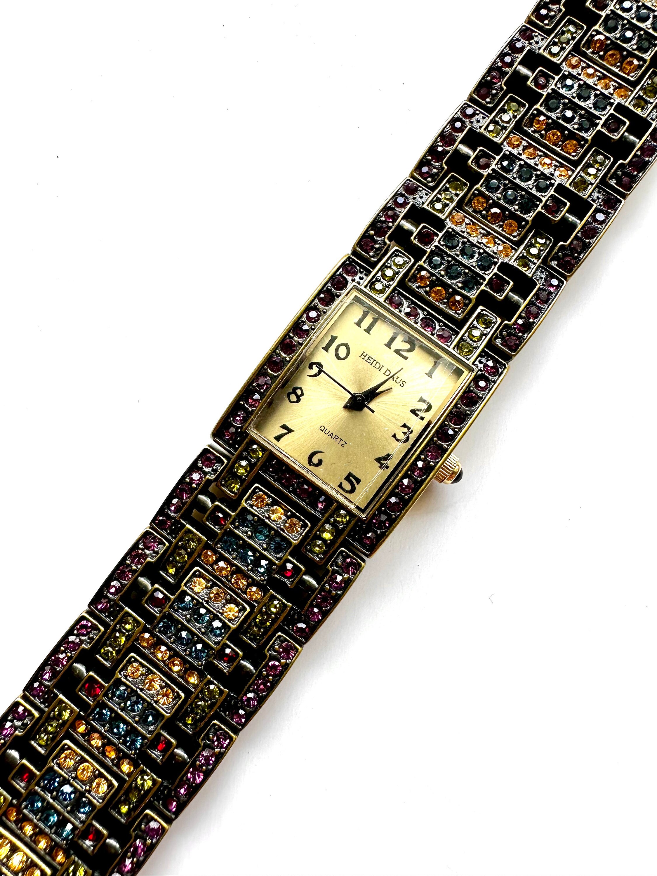 Heidi Daus Vintage Deco watch bracelet. EUC size S/M Vintage Heidi Daus Retired Pin and Art Deco Bracelet Watch  main image 4