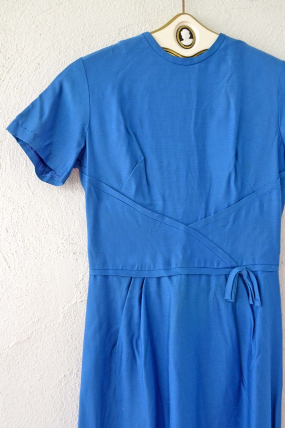 Vintage 50s 60s Minimalist Mod Blue Dress // Stru… - image 2