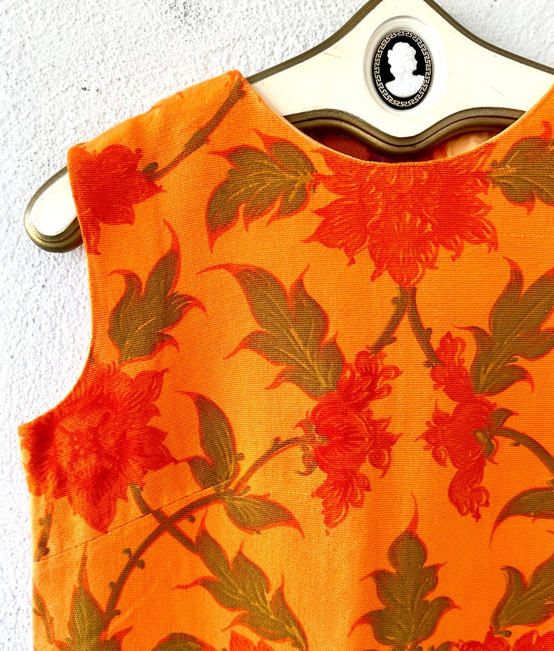 Vintage 60s 70s Hawaiian Dress Bright Orange Sheath Floral Hawaii Tank ...