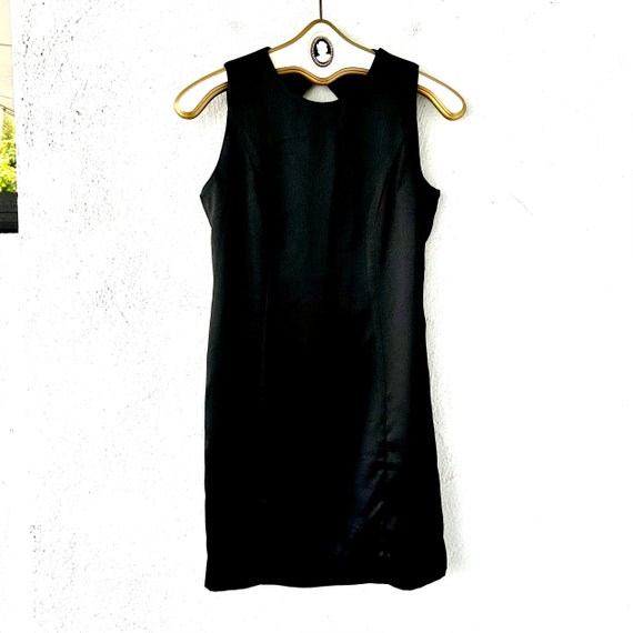 Vintage 80s 90s Liquid Black Dress 1980s 1990s Mi… - image 1