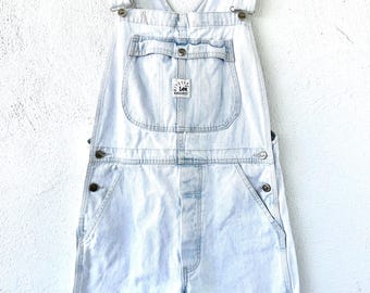 Vintage 90s Lee Dungarees Riveted Shortalls Faded Jean Overalls
