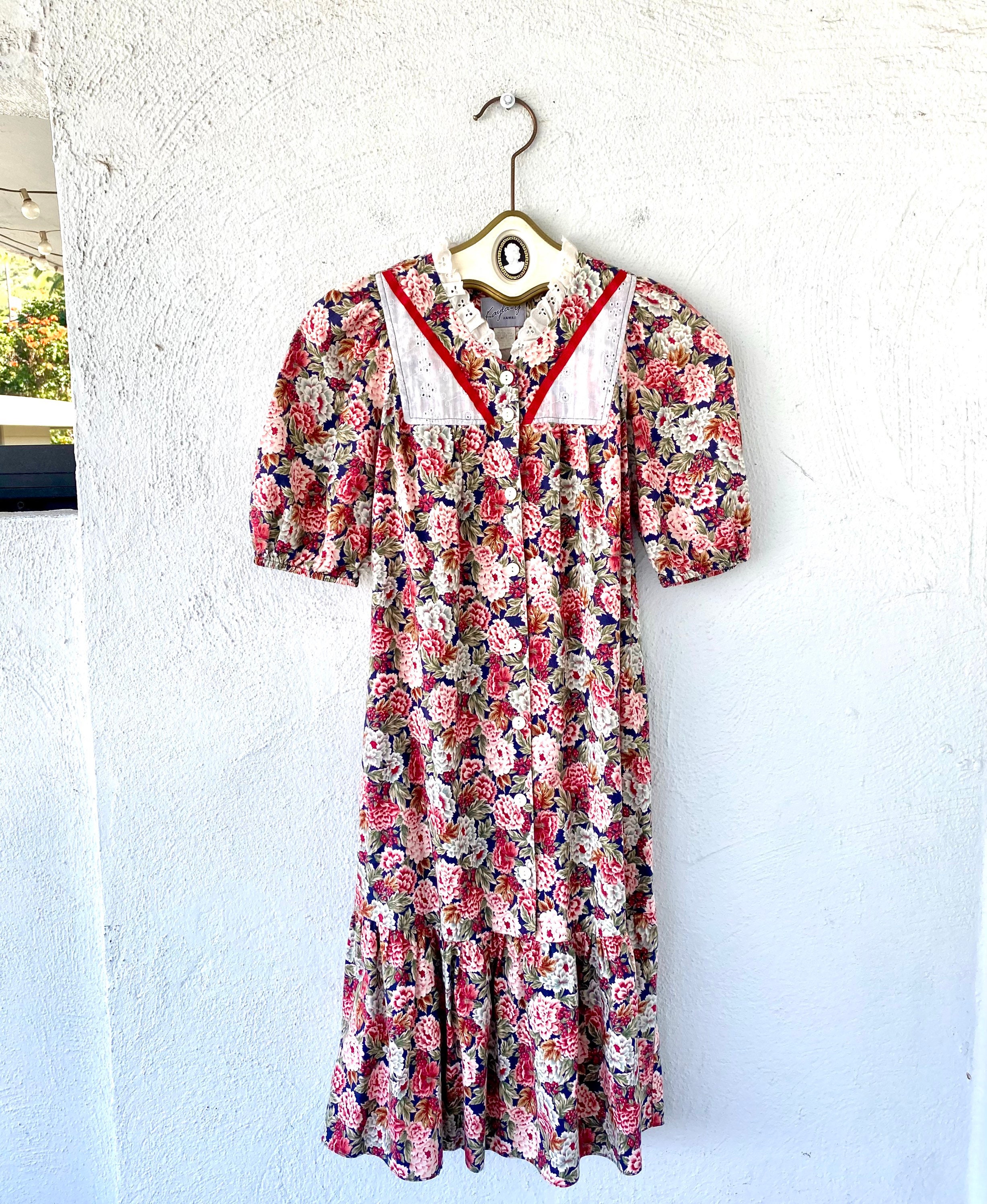 1980s Hawaii Muu Muu Nalii Honolulu 水玉 1980s Hawaii Muu Muu