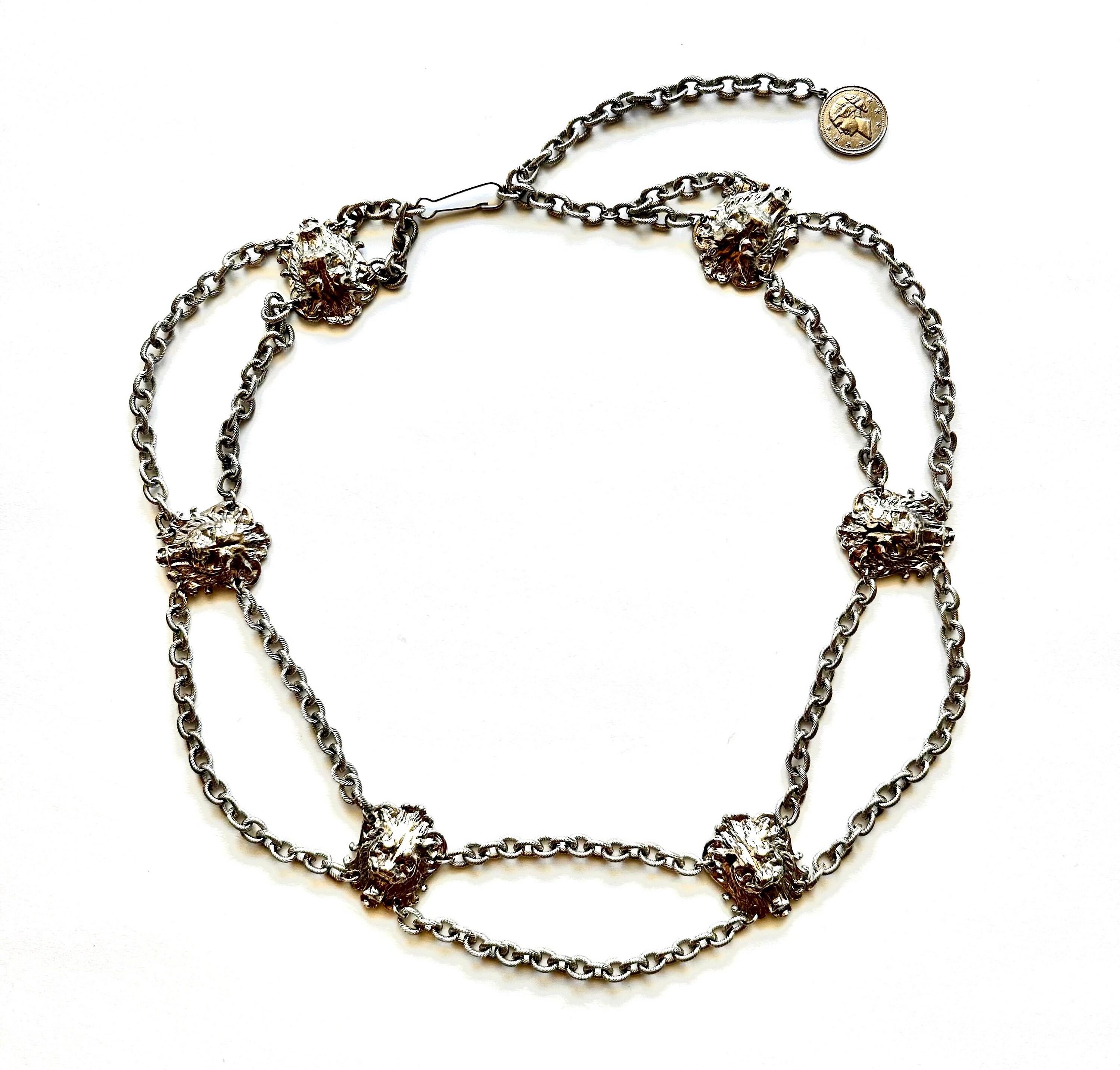 Vintage 80s 90s Baroque Lion Head Belt // 1980s 1990s  display picture 1