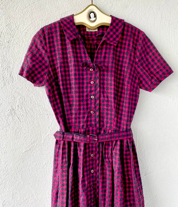 Vintage 1950s Apron Dress Cay Artley Gingham Chec… - image 6