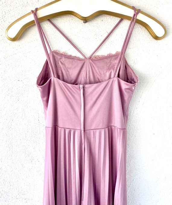 Vintage 70s Boho Lace Dress 1970s Cottage Purple … - image 7