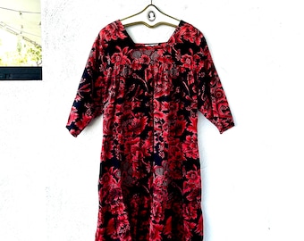 ヴィンテージ 80 年代 Hilo Hattie ハワイアン フリル MuuMuu ドレス