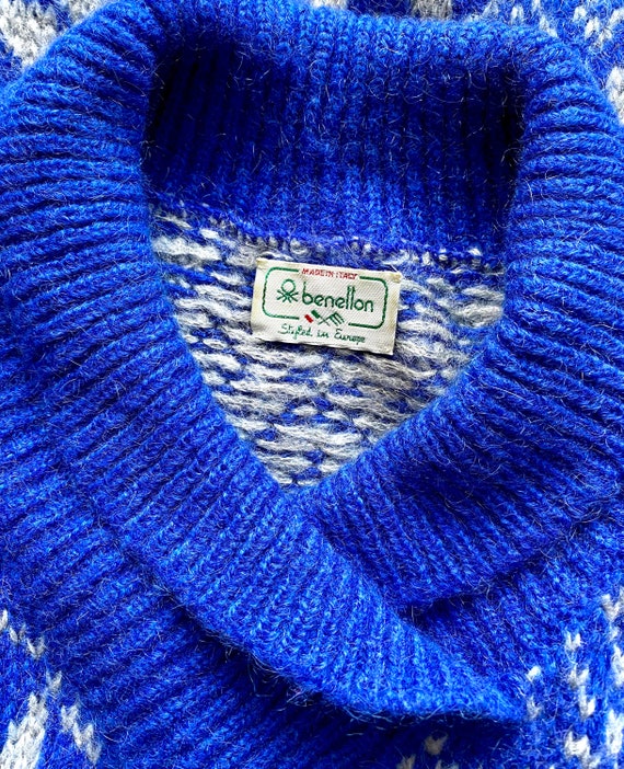 Vintage 80s Benetton Snowflake Oversize Fair Isle Sweater Etsy