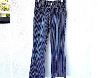 Vintage Y2K Striped Jeans Denim Pocket Stitched Pants