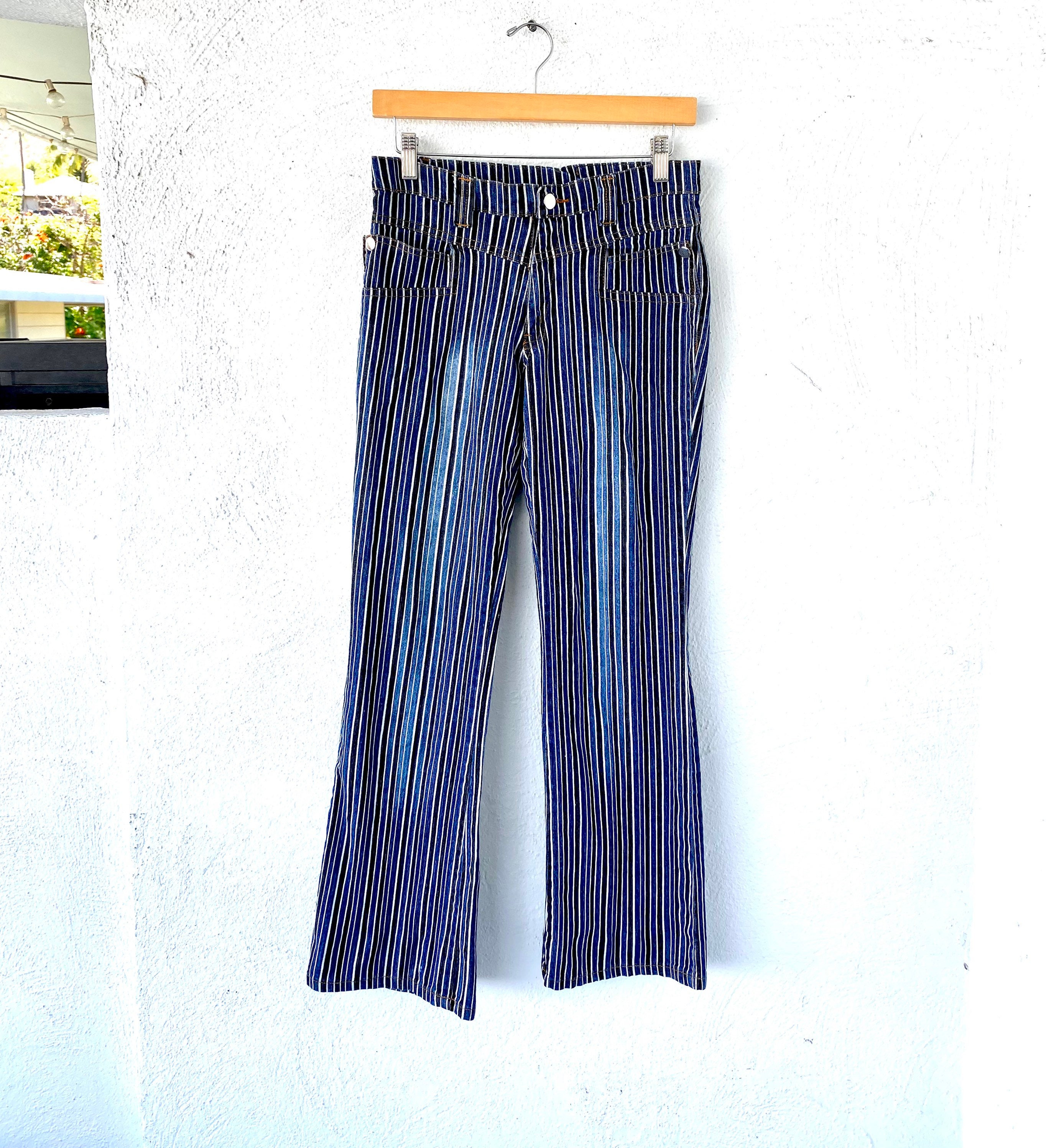 uberørt taske bus Vintage Y2K Striped Jeans Denim Pocket Stitched Pants - Etsy