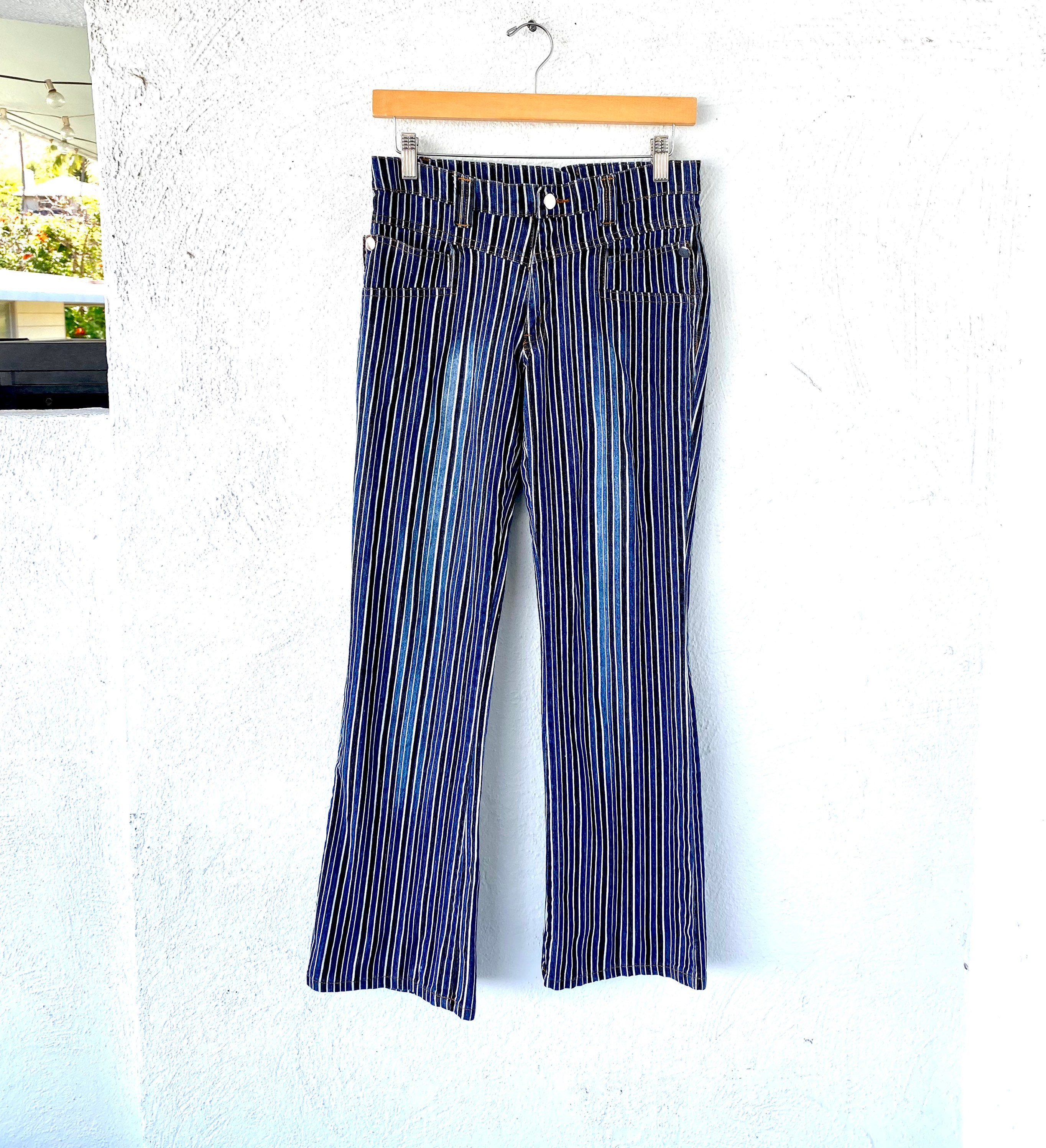 Vintage Y2K Striped Jeans Denim Pocket Stitched Pants - Etsy