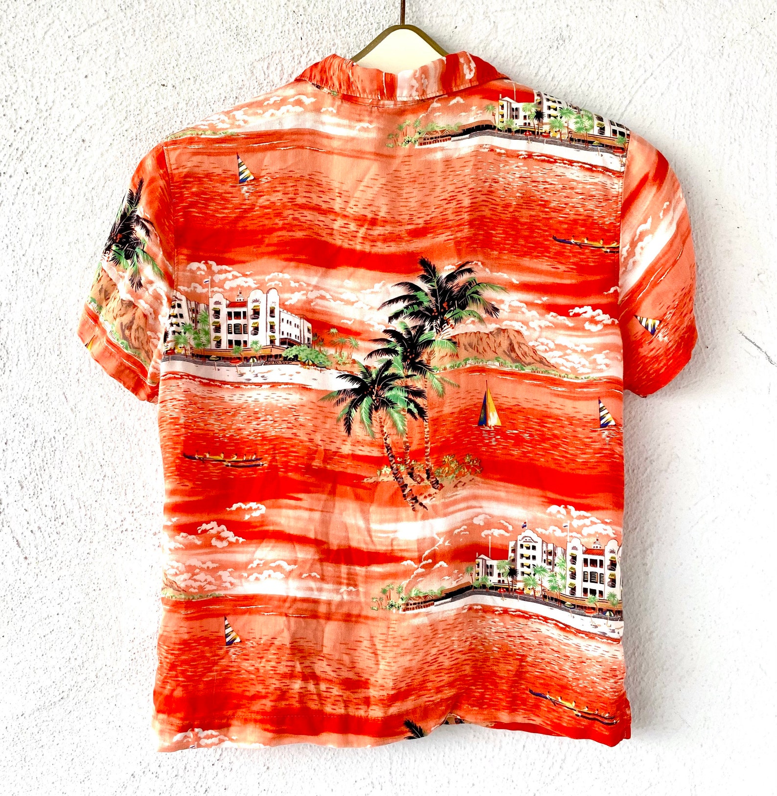 Vintage 80s 90s Hawaiian Aloha Shirt // Red Tropical Hawaii - Etsy UK