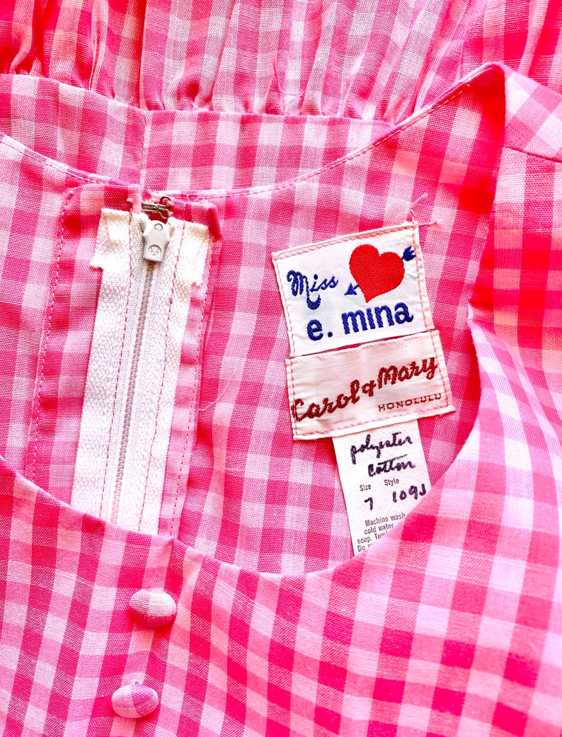 Vintage 60s Gingham Apron Dress: Pink Hawaiian Muumuu, Eyelet Lace - Etsy