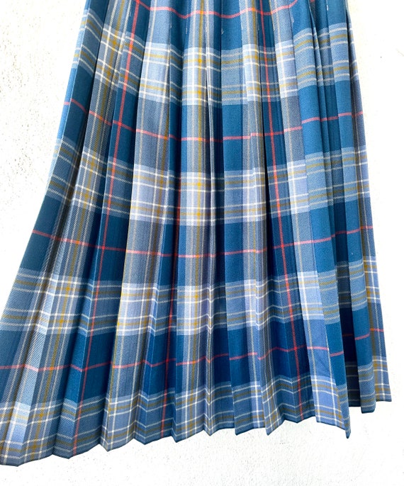 Vintage Scottish Kilt Plaid Pleated Wool Skirt - image 8