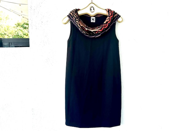 Vintage Missoni Knit Dress Cowl Neck Multi Color Sweater Dress off