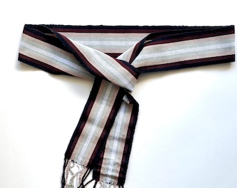 Vintage Woven Striped Tassel Belt // Guatemalan