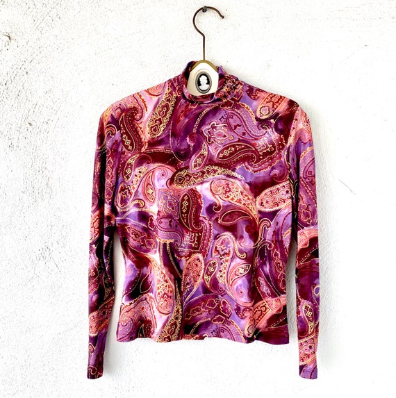 Vintage St John by Marie Gray Purple Paisley Turt… - image 1