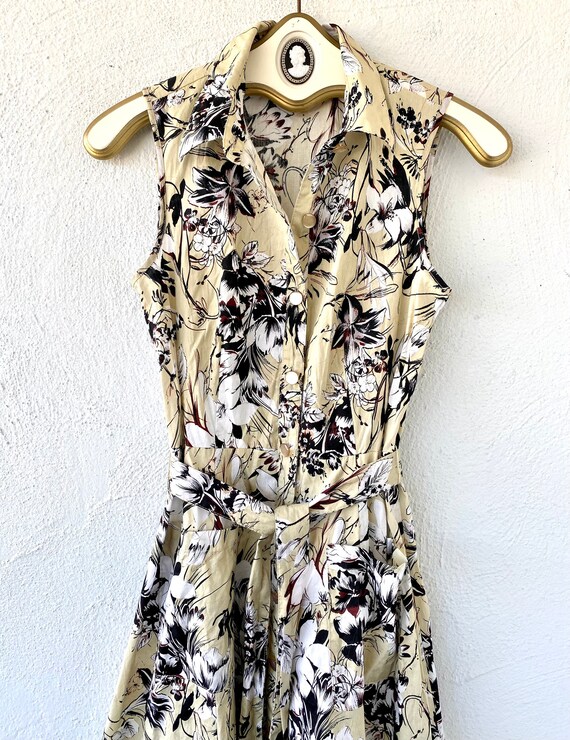 Vintage 50s Floral Collared Day Dress Button Up A… - image 2