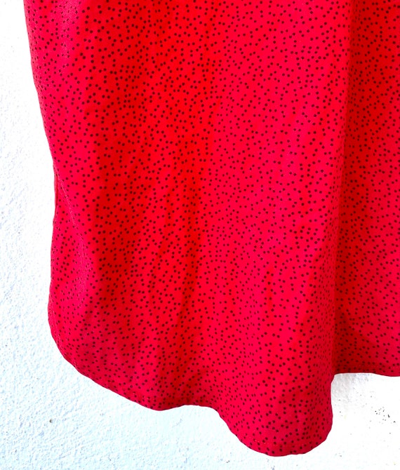 Vintage 80s Strong Shoulder High Neck Red Dress w… - image 5