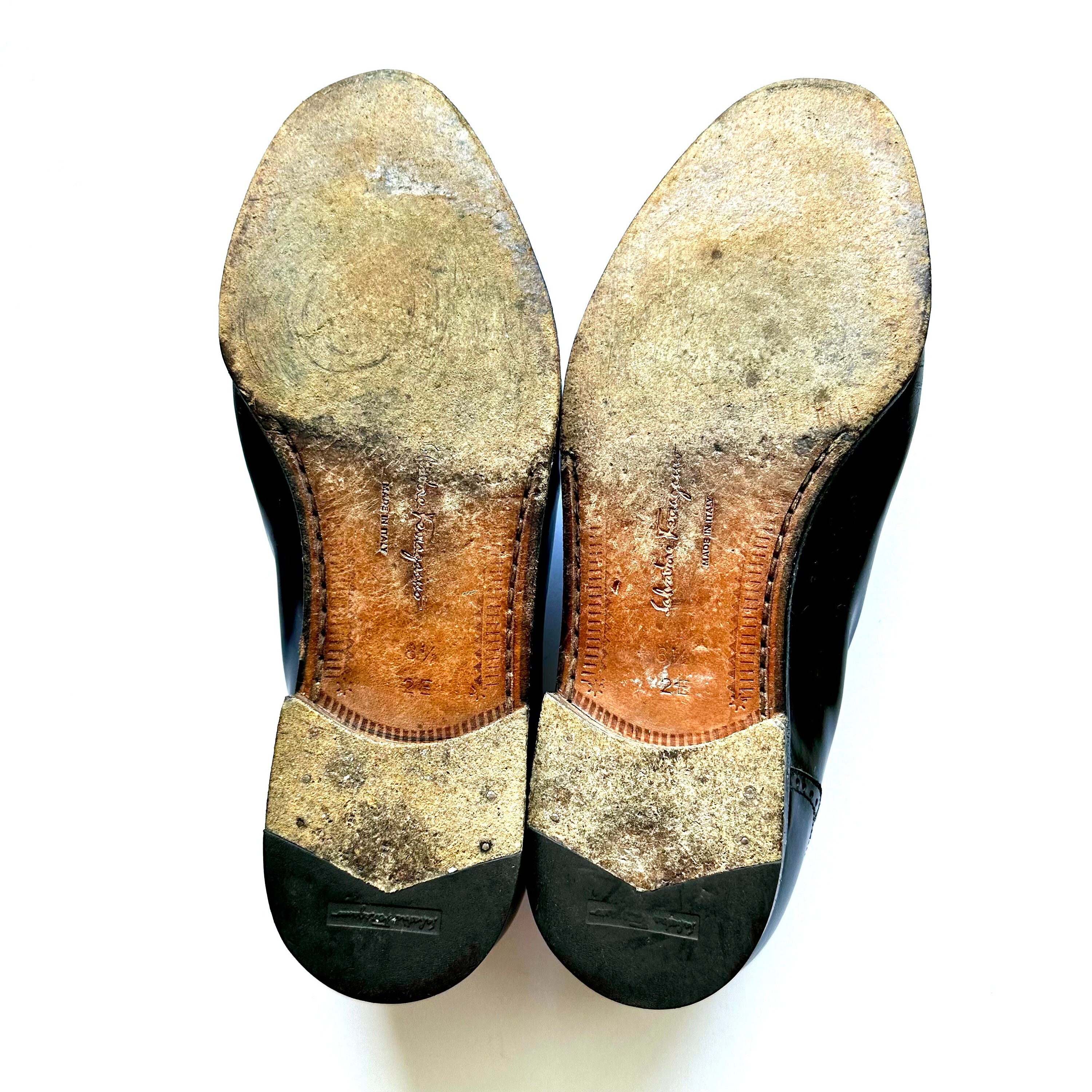 Vintage Salvatore Ferragamo Tassel Loafers // Black Leather 
