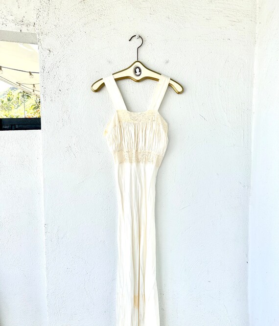1950s Pink Silk Full Slip with Lace Trim, Bias Cut
