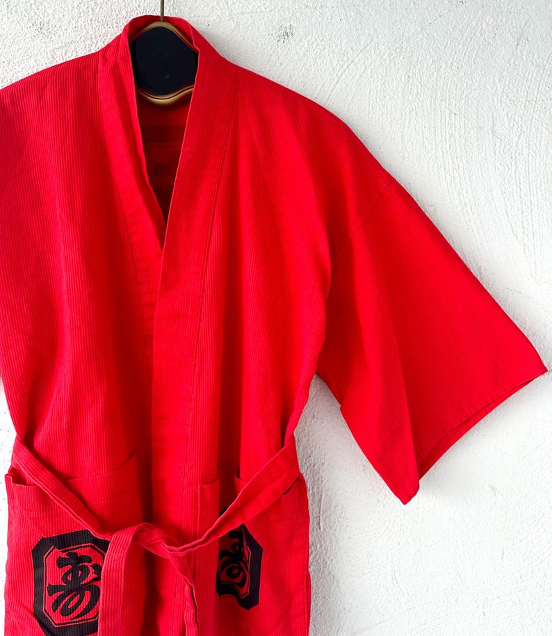 Japanese Robe Hooks Vintage Japanese Kanji Haori Kimono Cardigan Red Asian Robe Top - Etsy