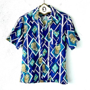 Vintage 50s 60s Hawaiian Tiki Aloha Shirt 1950s 1960s Hawaii Atomic Top