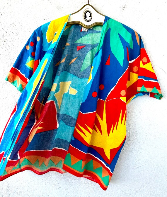 Vintage 90s Batik Shirt Dress Boho Tunic  Geometr… - image 5