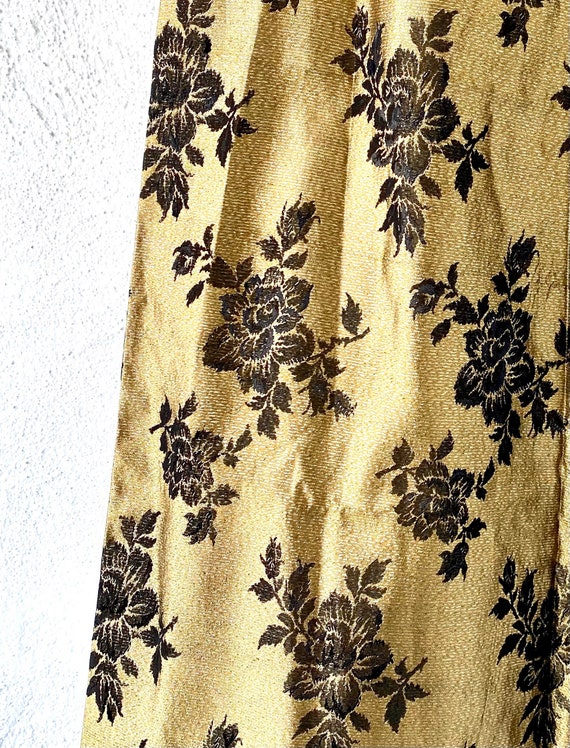 Vintage 60s Gold Lurex Brocade Long Maxi High Wai… - image 3