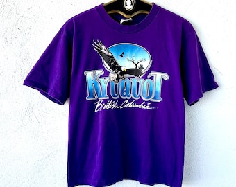 Vintage 80s 90s Eagle Travel Canada Tshirt // 1980s 1990s Tourist British Columbia T-shirt // Royal Purple Shirt