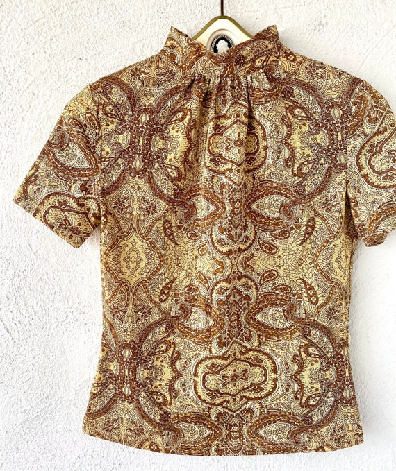 Vintage 90s does 70s Disco Boho Metallic Gold Pai… - image 3