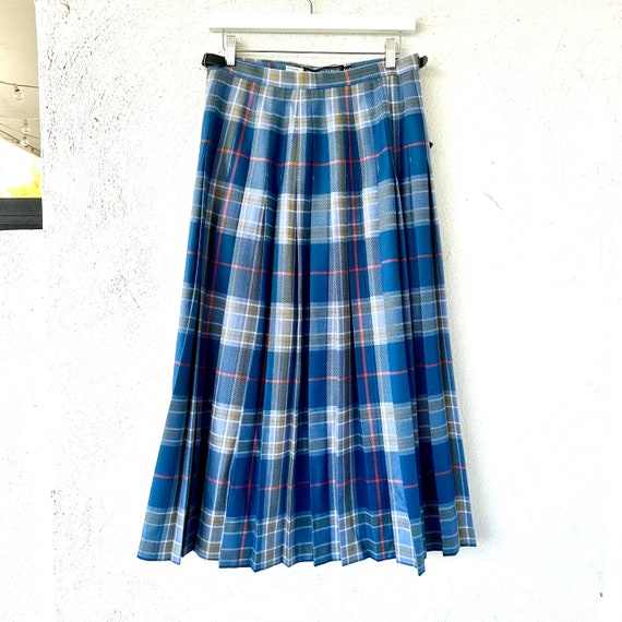 Vintage Scottish Kilt Plaid Pleated Wool Skirt - image 7