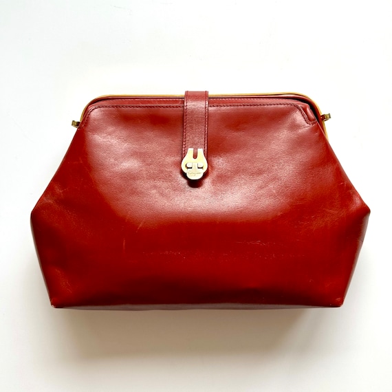 Vintage Salvatore Ferragamo Leather Bag 70s Doctor Bag Pouch 