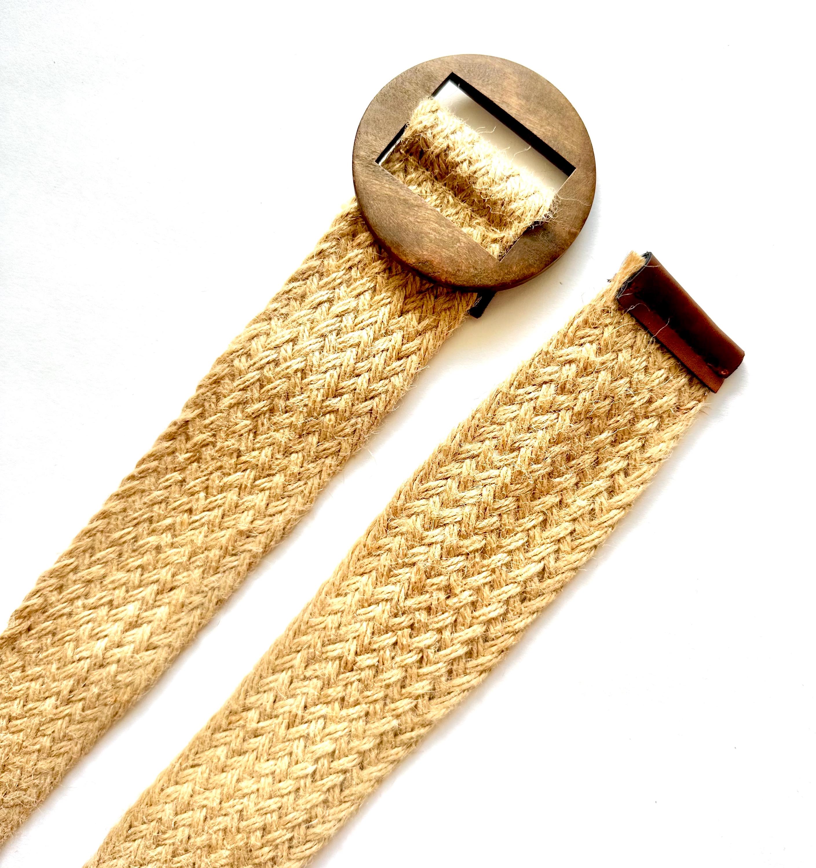 Vintage 1970s Style Bohemian Wide Woven Raffia Belt with Wooden Buckle Hippie 70s Woven Boho Belt: Wide Beige Belt With Wood Buckle - Etsy main image 3