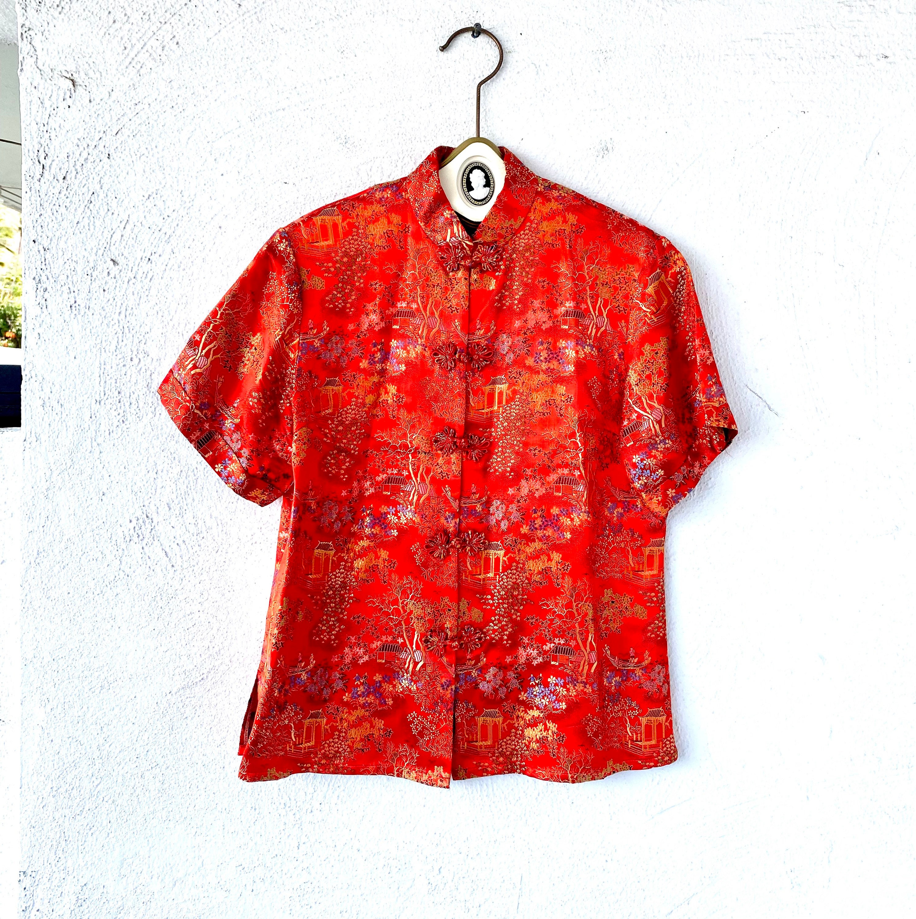 Red Chinese Blouse - Etsy