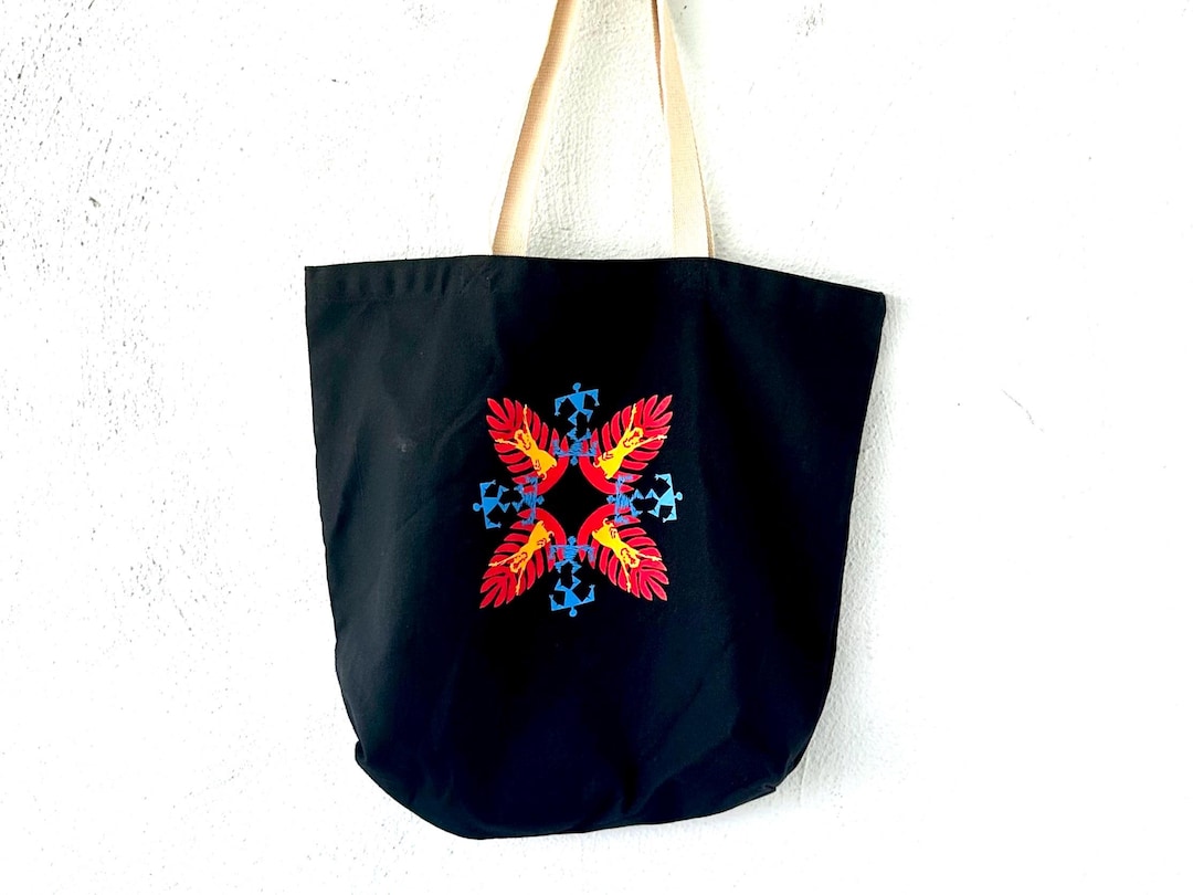 ヴィンテージハワイアンキルトトートバッグ：フラガール＆ペトログリフ