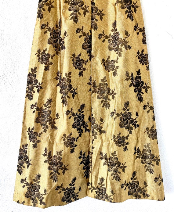 Vintage 60s Gold Lurex Brocade Long Maxi High Wai… - image 5