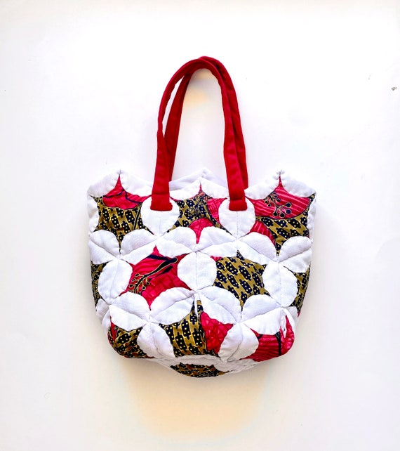 Vintage Star Quilt Bag Quilted Patchwork Purse Ha… - image 1