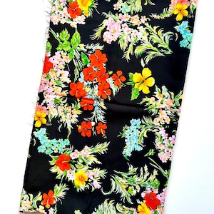 Vintage 60s 70s Hawaiian Floral Fabric GVH Hawaii Print Hibiscus Aloha Shirt Fabric