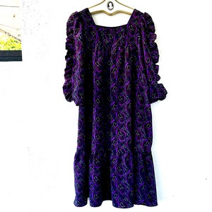 Vintage 90s Boho Patchwork Dress Hawaiian Muumuu 1990s Hawaii Floral Paisley Wrinkle Crinkle