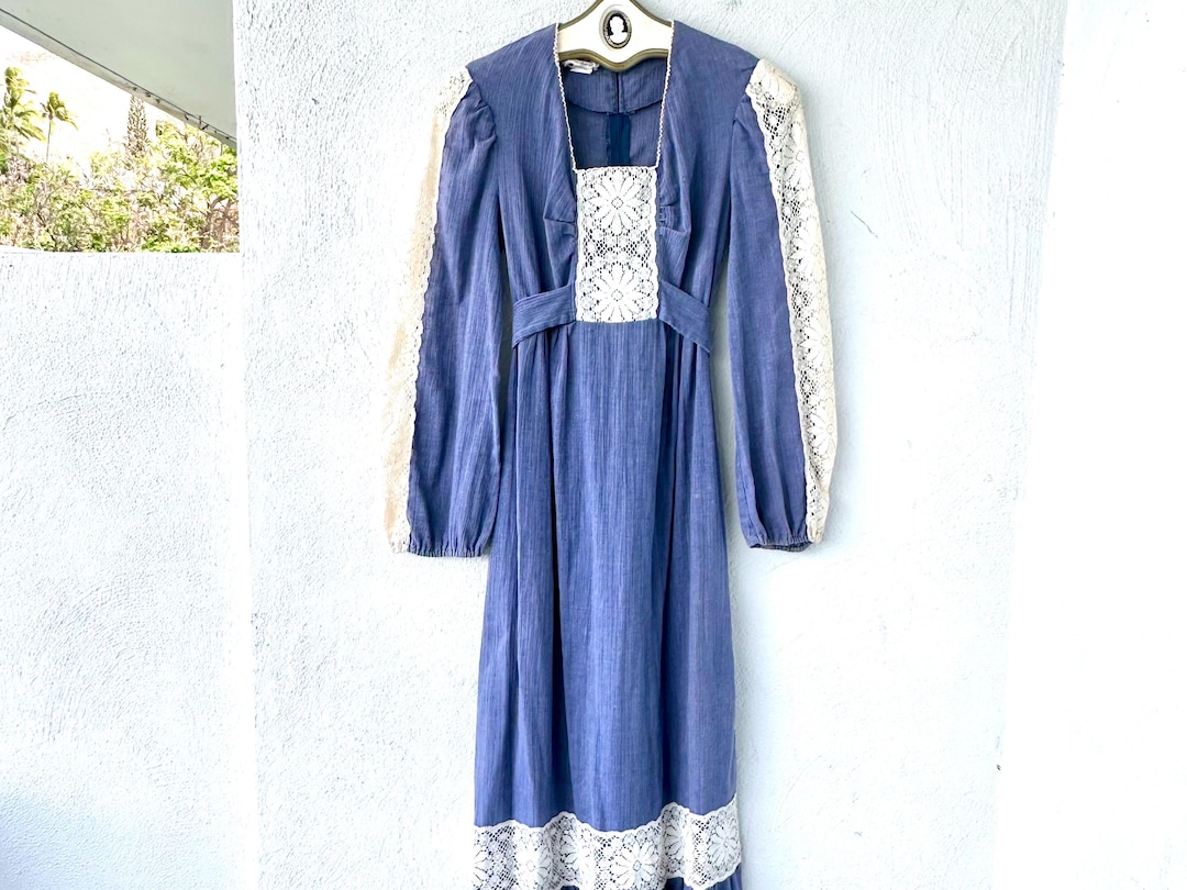 Vintage 70s Gunne Sax Style Gauze Dress 1970s Prairie Reviva Lace Dress ...